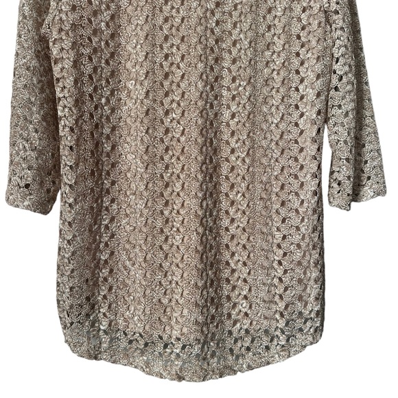 JM Collection Taupe 3/4 Sleeve Layered Blouse - Picture 7 of 12